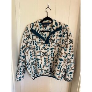 Woolrich Vintage Patterned Fleece Pullover Geometric Southwestern Snap-T